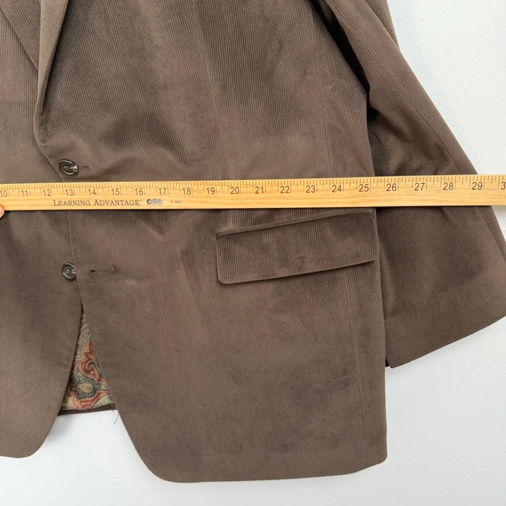 Lauren Ralph Lauren Mens Brown Velour Corduroy Blazer Sport Coat 48R Paisley